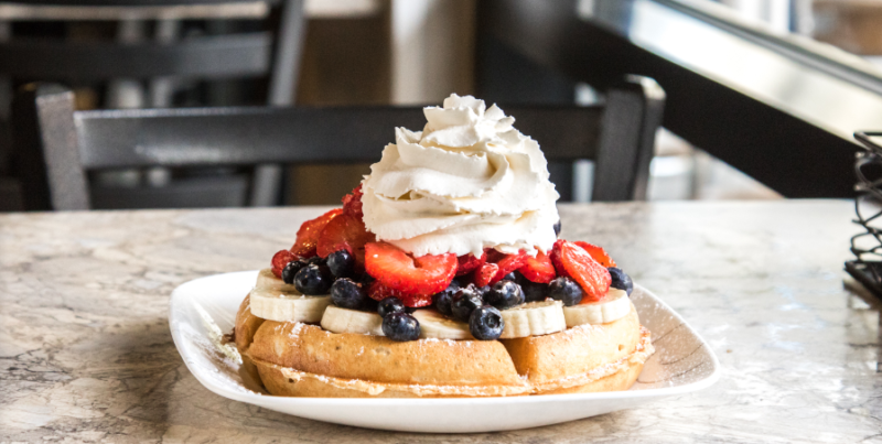 Crepe Creation Cafe-waffles-fruit-whipped-cream